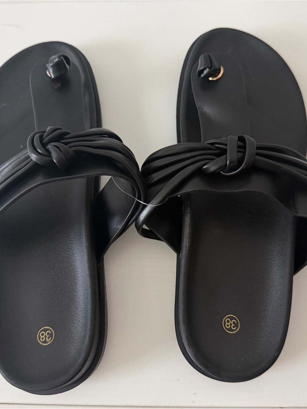 No Boundaries Black Knotted Toe-Loop Sandals
